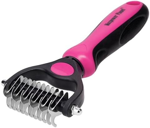 Maxpower Planet Pet Grooming Brush - Double Sided Undercoat Rake for Dogs & Cats, Extra Wide Brush to Reduce Shedding by 95% (Pink, S)