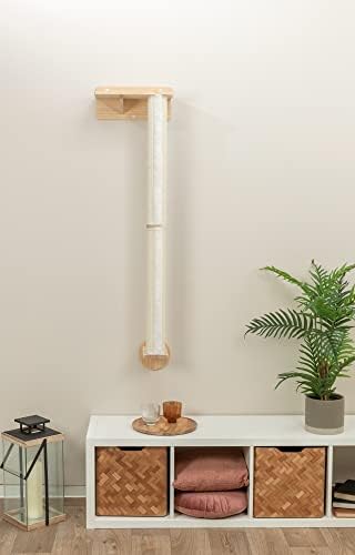 TRIXIE Wall Set 1, Indoor Wall Mounted Cat Scratching Post for Elevated Fun, Climb to Perch, Jumping Platform, Natural