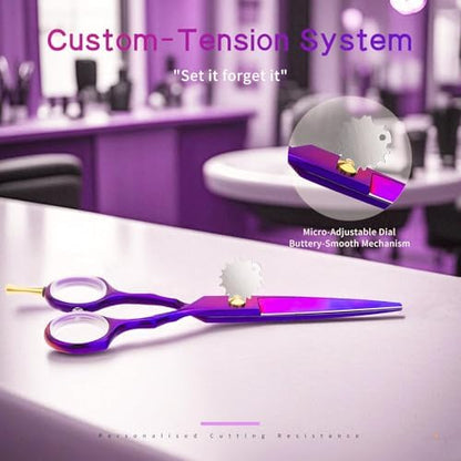 Purple Dragon 5.5 inch Hair Cutting Scissors Set with Razor - Purple
