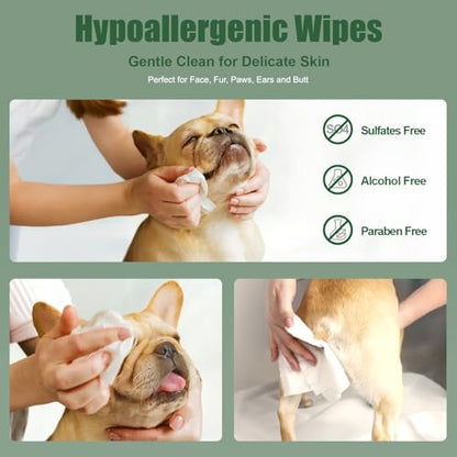 ATIFBOP Dog Wipes for Paws and Butt, Hypoallergenic Grooming, 100 ct
