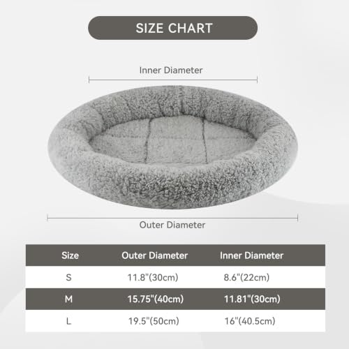 LESYPET Round Cat Bed, Soft Cat Donut Beds with Pillow Around, Machine Washable Pet Cushion for Kittens/Rabbits/Hamsters, Diameter 11.8"