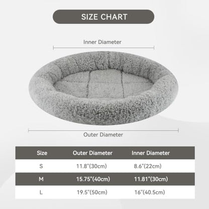LESYPET Round Cat Bed, Soft Cat Donut Beds with Pillow Around, Machine Washable Pet Cushion for Kittens/Rabbits/Hamsters, Diameter 11.8"