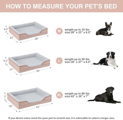 LEXTRO Orthopedic Dog Beds for Large Dogs, Comfy Washable Dog Couch Bed