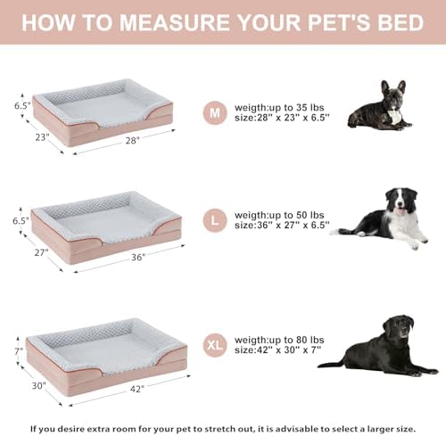 LEXTRO Washable Orthopedic Dog Bed, Waterproof Couch for Large Senior Dogs