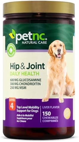 PetNC Level-4 Hip & Joint Chews for Dogs, Max Support, 150 Count