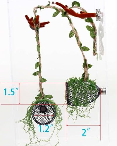 5Pcs Jumping Spider Enclosure Accessories with Hammock, Magnetic Climbing Rope, Resting Ledge Platforms and Feeding Dish Bowl & Hook for Terrarium Habitat (Two Hammocks)