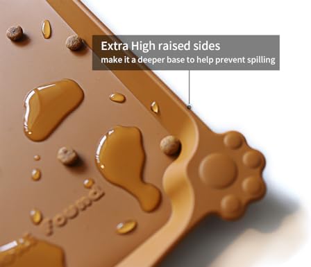Hoki Found L Silicone Non Slip Pet Dog Cat Bowl Mats - Placemat - Feeding Mat - Waterproof - For Carpet - Butterscotch