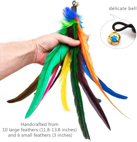miwoowim 6PCS Cat Wand Toy Refills: 2 Extra-Large & 4 Standard Feathers