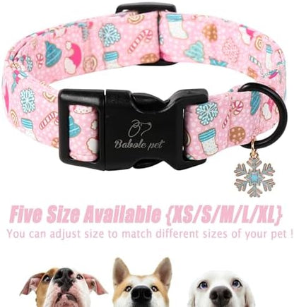 Christmas Dog Collar for Small Dogs, Pink Girl Dog Collar