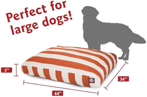 Majestic Pet Shredded Memory Foam Dog Bed Medium with Removable Washable Cover – Rectangle Orthopedic Dog Bed–Durable Dog Crate Bed-Flat Dog Bed for Senior Dogs - (35x29) M - Villa - Navy