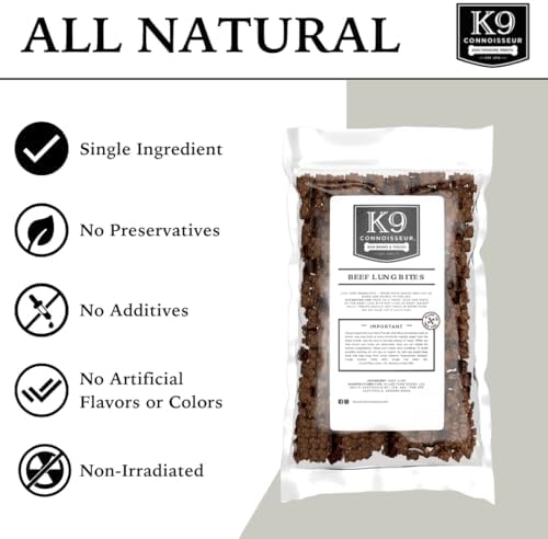 K9 Connoisseur Beef Lung Dog Treats - USA Made Single Ingredient Dog Treat