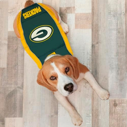 NFL Green Bay Packers Puffer Vest for Dogs & Cats, Size Medium. Warm, Cozy, and Waterproof Dog Coat, for Small and Large Dogs/Cats. Best NFL Licensed PET Warming Sports Jacket