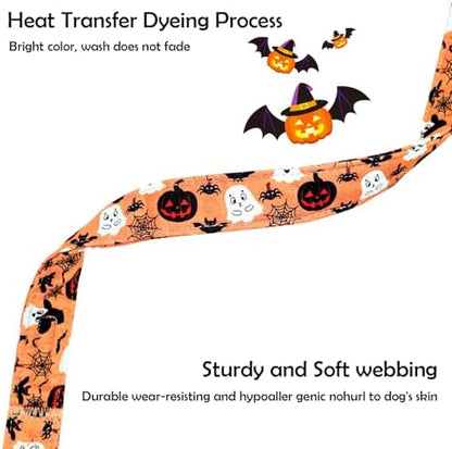 Lionheart glory Halloween Dog Collar-Pumpkin Ghosts Fall Dog Collars with Cute Ghost Pendant Soft Adjustable Collar for Large Dogs Girls Boys Collars Party Pet Gift