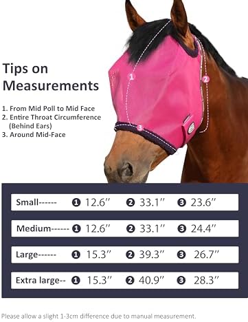 Harrison Howard All Round Mesh Horse Fly Mask UV Protective with Fleece Padded Edging Magenta L