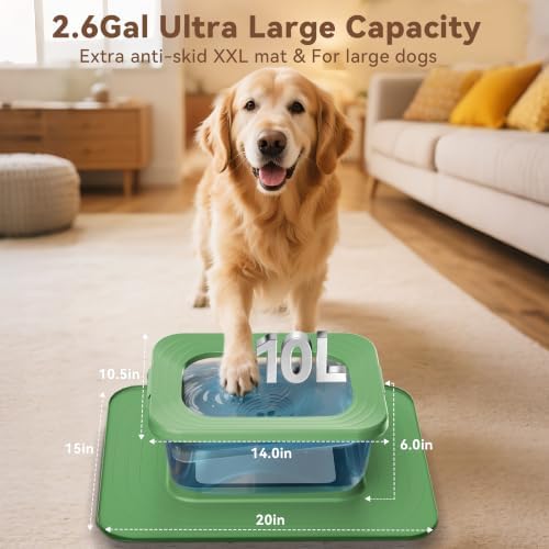 10L No Spill Dog Water Bowl Stainless Steel for Messy Drinkers