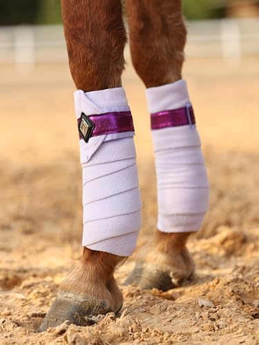 Horse Polo Wraps Upgrade with Bling Leg Wraps for Horses 4-Pack Fleece Leg Wraps Stable Supplies-Lavender M