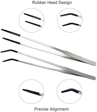 2 Pcs 10.6" Stainless Steel Reptile Feeding Tongs & Tweezers