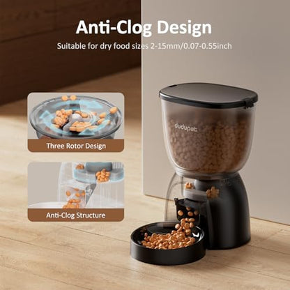 Automatic Cat Feeder, 5L/21 Cup Timed Cat Dry Food Dispenser, Automatic Pet Feeders Dual Power Supply, 6 Meal Programmable 1-20 Portion Cats Feeder, Auto Dog Feeders, Pet Food Dispenser for Cats,Puppy