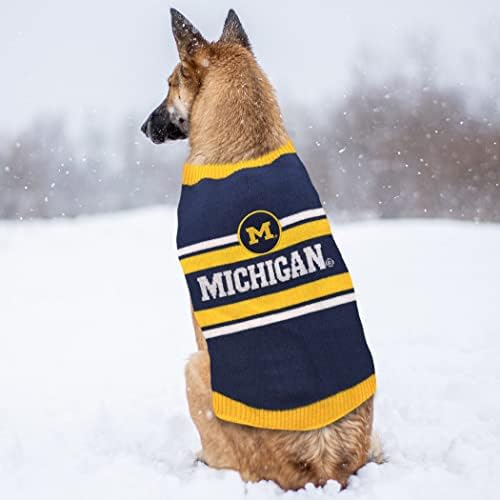 NCAA Michigan Wolverines Dog Sweater, Size Extra Large. Warm and Cozy Knit Pet Sweater with NCAA Team Logo, Best Puppy Sweater for Large and Small Dogs