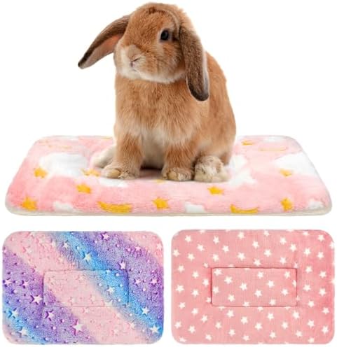 3PCS Guinea Pig Bed, Soft Rabbit Bedding, Fleece Bunny Mat