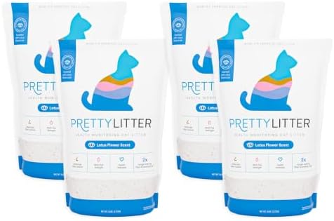 PrettyLitter Health Monitoring Cat Litter, Lotus Flower, 4-Pack, 6 lb. Bags