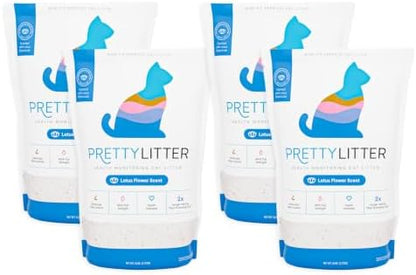 PrettyLitter Health Monitoring Cat Litter, Lotus Flower, 4-Pack, 6 lb. Bags