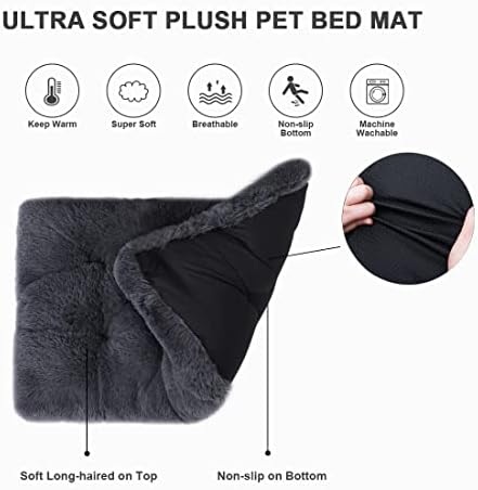 Large Dog Bed Crate Pad 36", Washable Plush Pet Mat Sleeping Dark Grey