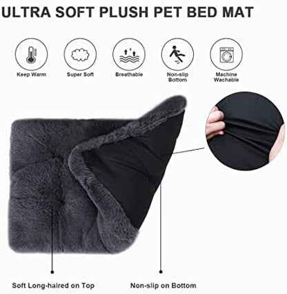 Large Dog Bed Crate Pad 36", Washable Plush Pet Mat Sleeping Dark Grey