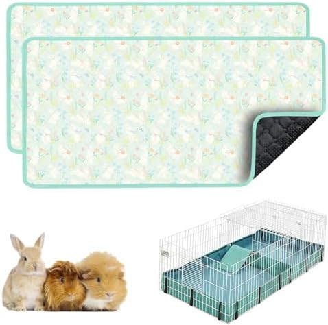 Guinea Pig Cage Liner, 49"x24" Bedding for Midwest Cage 2 Pack, Green
