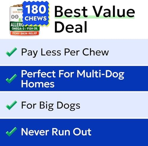 Dog Allergy Relief Chews - Skin Health & Anti-Itch Supplement with Omega-3
