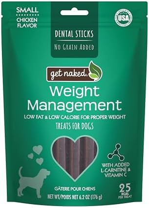 Get Naked Grain-Free Weight Management Dental Chew Sticks for Small Dogs, Natural Dog Dental Chews & Treats, 6.2 oz