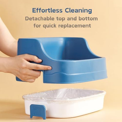 Rabbit Litter Box, Small Animals Litter Tray for Cage Detachable Bedding Litter Pan Potty Toilet Trainer Corner for Pet Rabbits Guinea Pigs Hamsters Chinchillas (Blue)