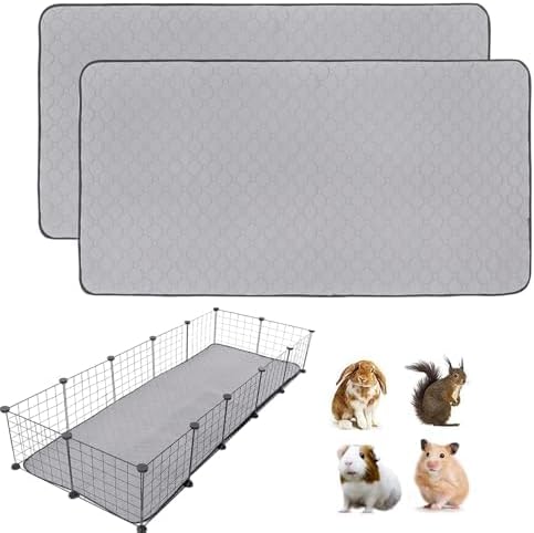 2Pack Guinea Pig Cage Liners, 28''X70'' Washable Guinea Pig Pee Pads, Non Slip Reusable Super Absorbent Guinea Pig Training Mat Bedding Fleece for Small Animals Hamster Rabbit Chinchilla Rat