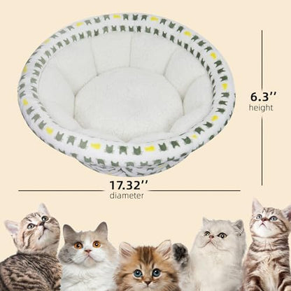 AIWIKIDE Super Soft Small Dog & Cat Bed, Anti-Anxiety Puppy Cuddler, Cozy Round Fluffy Plush Pet Bed, Machine Washable Faux Fur Donut Cuddler