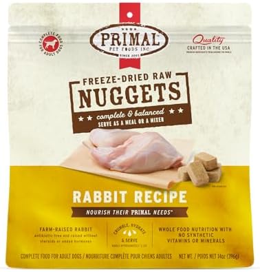 Primal Freeze Dried Raw Dog Food Nuggets, Rabbit, 14 oz