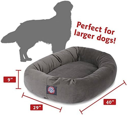 Majestic Pet Suede Calming Dog Bed, 40 Inch Large, Round, Washable, Gray