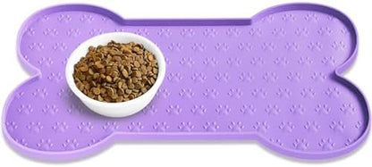 PWTAA Dog Food Mat Anti-Slip Silicone Dog Bowl Mat Thicker Pet Placemat Waterproof Cat Feeder Pad with Raised Edge Puppy Kitten Feeding Mats Suitable Small Medium-Sized Dogs Cats Eating Tray