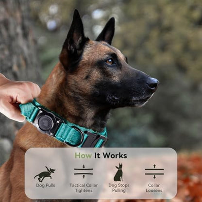 2026 Upgrade Waterproof Tactical AirTag Dog Collar, Built in AirTag Holder