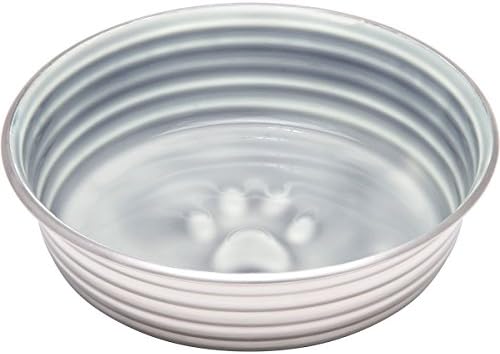 Loving Pets - Le BOL Dog Food Water Bowl Enamel Ceramic Bowl No Tip Stainless Steel Pet Bowl No Skid Spill Proof (Extra Small, Parisian Gray)