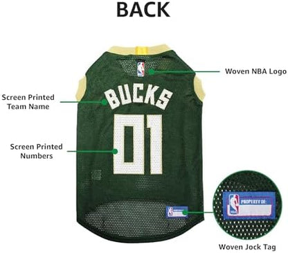 Pets First NBA MILWAUKEE BUCKS DOG Jersey, Medium - Tank Top Basketball Pet Jersey