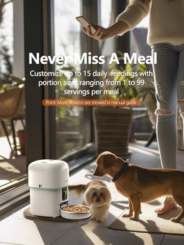 Automatic Cat Feeder with Camera - 5G WiFi Auto Cat Food Dispenser, 1080P HD Video with Night Vision, 1-15 Meals, 1-99 Portions, 2-Way Audio, Keeps Food Fresh, Timed Pet Feeder Also for Dogs