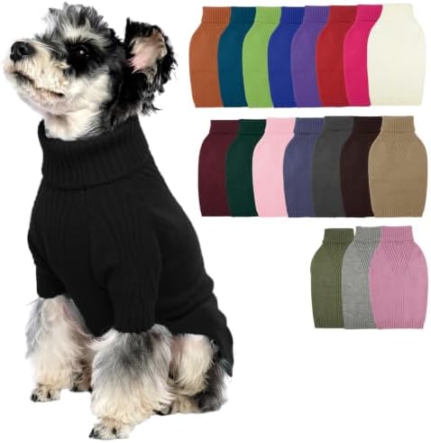 Turtleneck Dog Sweater,Thermal Knitted Sweater for Small Dogs Girl Boy, M