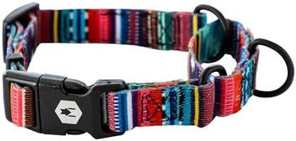 Wolfgang Heavy Duty Martingale Dog Collar with Quick Release Nylon Buckle for Walking & Training, Quetzal Print, Medium