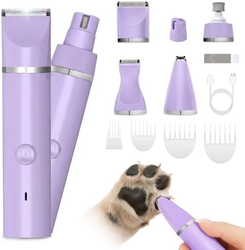Veeconn 4 in 1 Dog Clippers Grooming Kit with Paw Hair Trimmer for Cat Pet