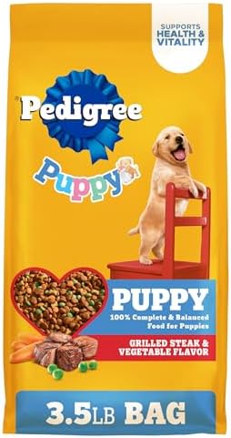 Pedigree Puppy Dry Dog Food, Grilled Steak & Vegetable, 3.5 lb