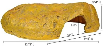 Reptile Hide Snake Cave Large Simulation Stone Resin Hideout Leopard Gecko Lizard Tank Accessories Bearded Dragon Habitat Terrarium Decoration Rock for Spider Frog Amphibian