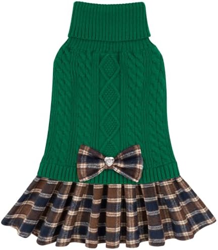 KYEESE Dog Sweater Dress for Small Dogs Turtleneck Thick Knit Pullover