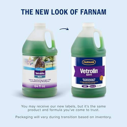 Farnam Vetrolin Bath Ulta-Hydrating Argan Oil Shampoo with Sunscreen, 64 oz