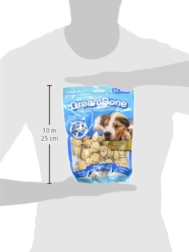 DreamBone Dental Mini Bones Rawhide-Free Dog Treats, 24 Count