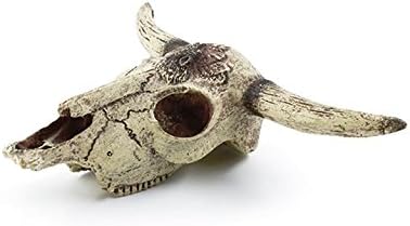 Leoyoubei Aquarium Decoration, Fish Tank Small Skull,Fish Turtle Hidden, Bonsai beautification. Cave Landscape Pet Reptile House Shrimps & Snails Love Them (Cattle Skull)